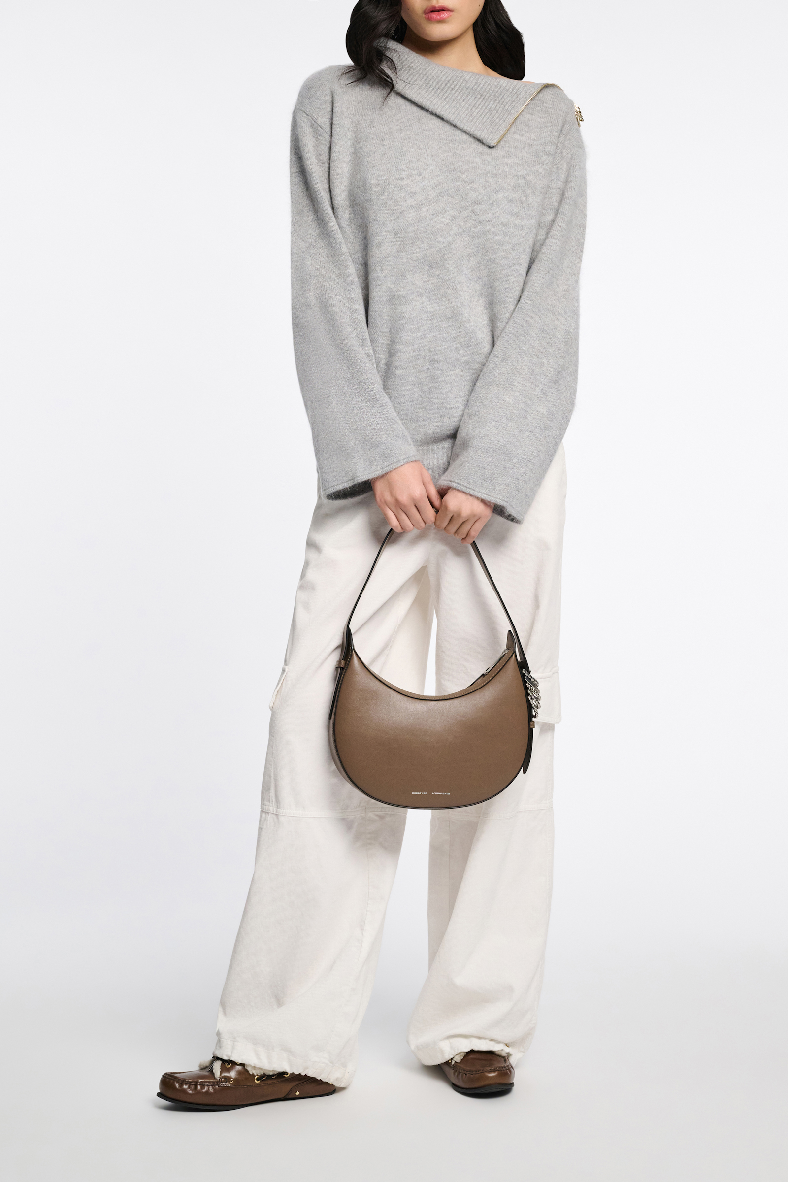 Dorothee Schumacher Fluffy Rollkragenpullover mit Reißverschluss grey melange