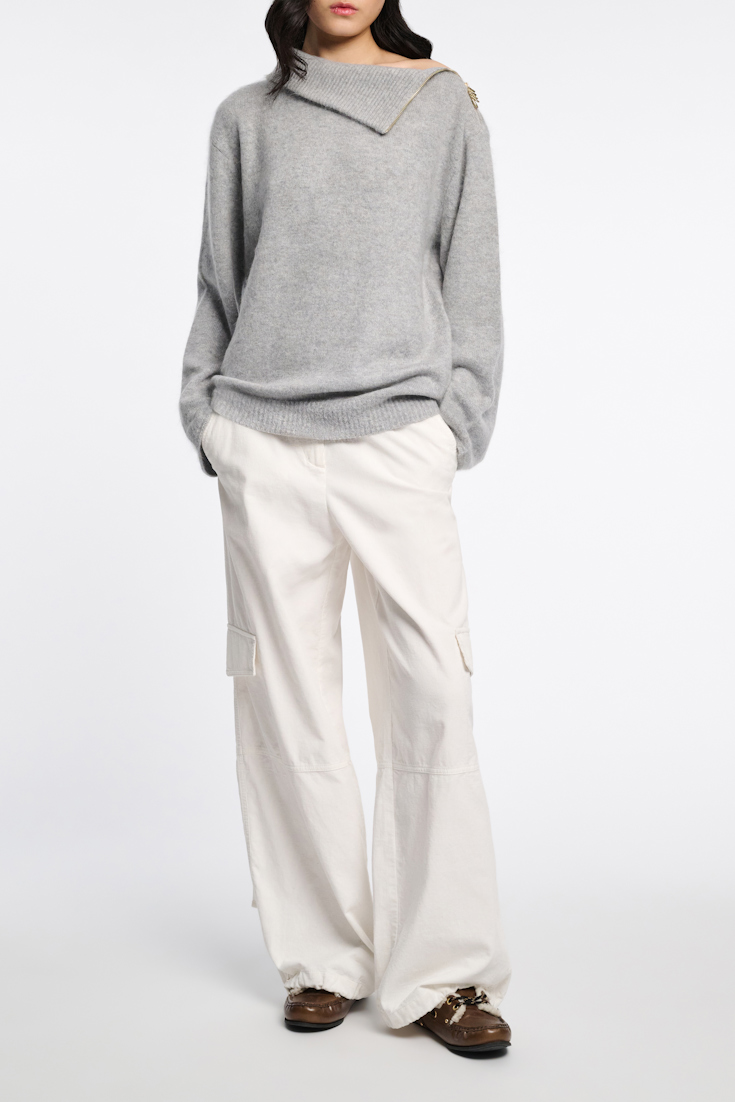 Dorothee Schumacher Fluffy Rollkragenpullover mit Reißverschluss grey melange