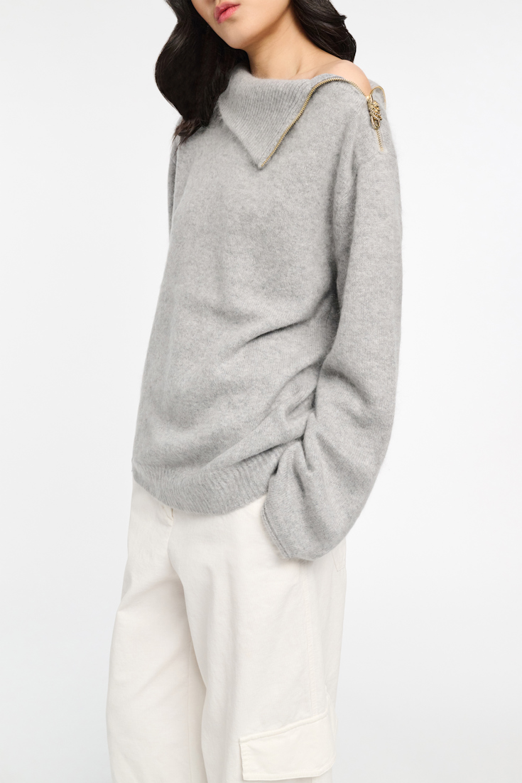 Dorothee Schumacher Fluffy Rollkragenpullover mit Reißverschluss grey melange