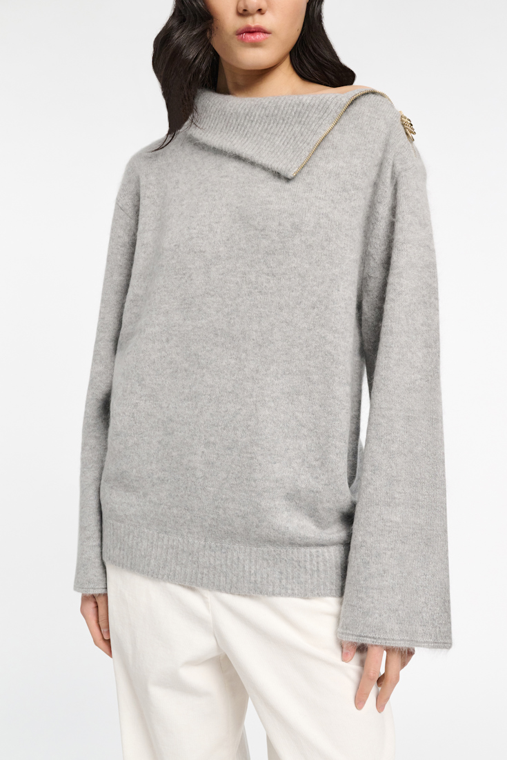 Dorothee Schumacher Fluffy Rollkragenpullover mit Reißverschluss grey melange