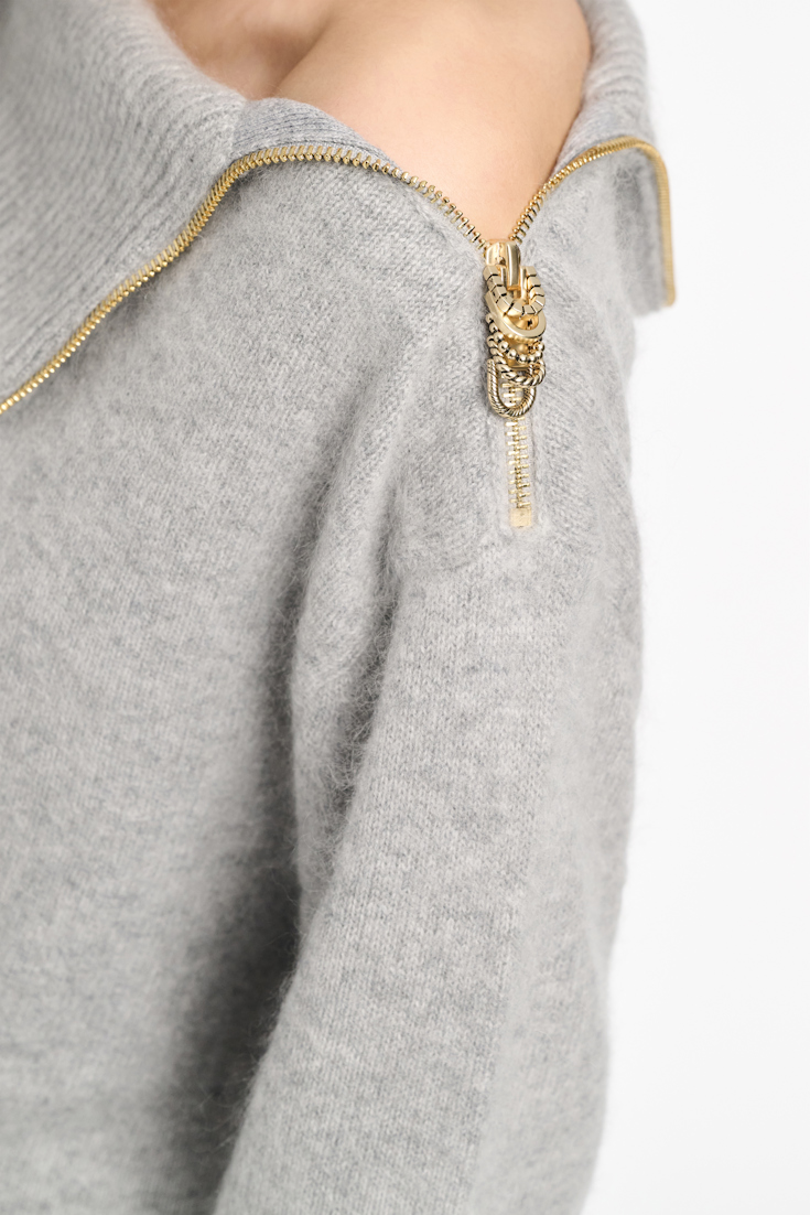 Dorothee Schumacher Fluffy Rollkragenpullover mit Reißverschluss grey melange