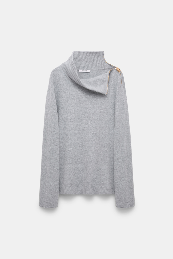 Dorothee Schumacher Fluffy Rollkragenpullover mit Reißverschluss grey melange