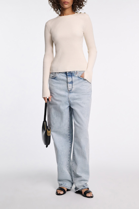 Dorothee Schumacher Wool-silk blend ribbed pullover orchid white
