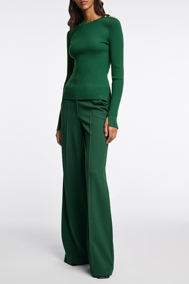 Dorothee Schumacher Wool-silk blend ribbed pullover gras green