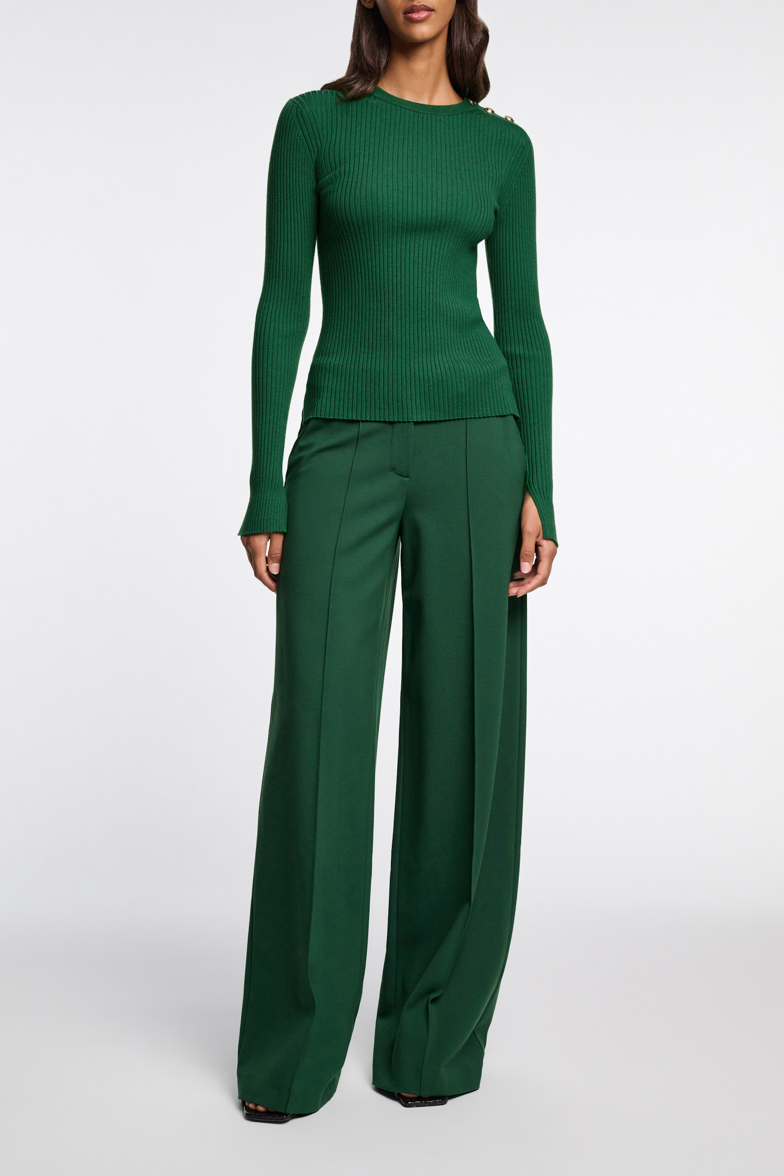Dorothee Schumacher Wool-silk blend ribbed pullover gras green