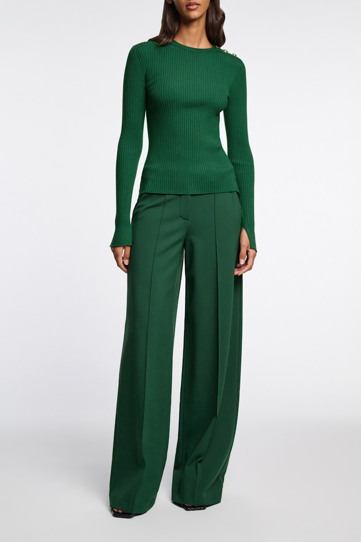 Dorothee Schumacher Wool-silk blend ribbed pullover gras green
