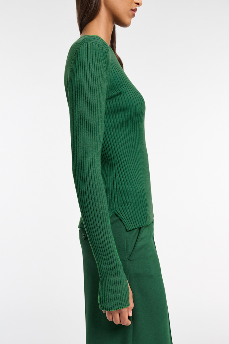 Dorothee Schumacher Wool-silk blend ribbed pullover gras green