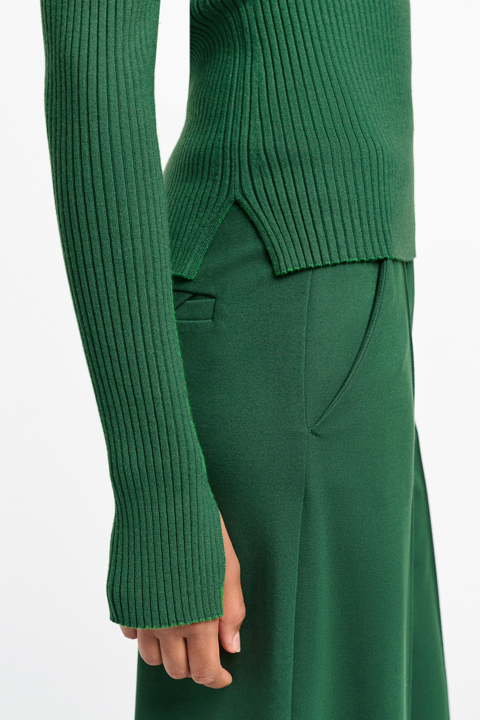 Dorothee Schumacher Wool-silk blend ribbed pullover gras green