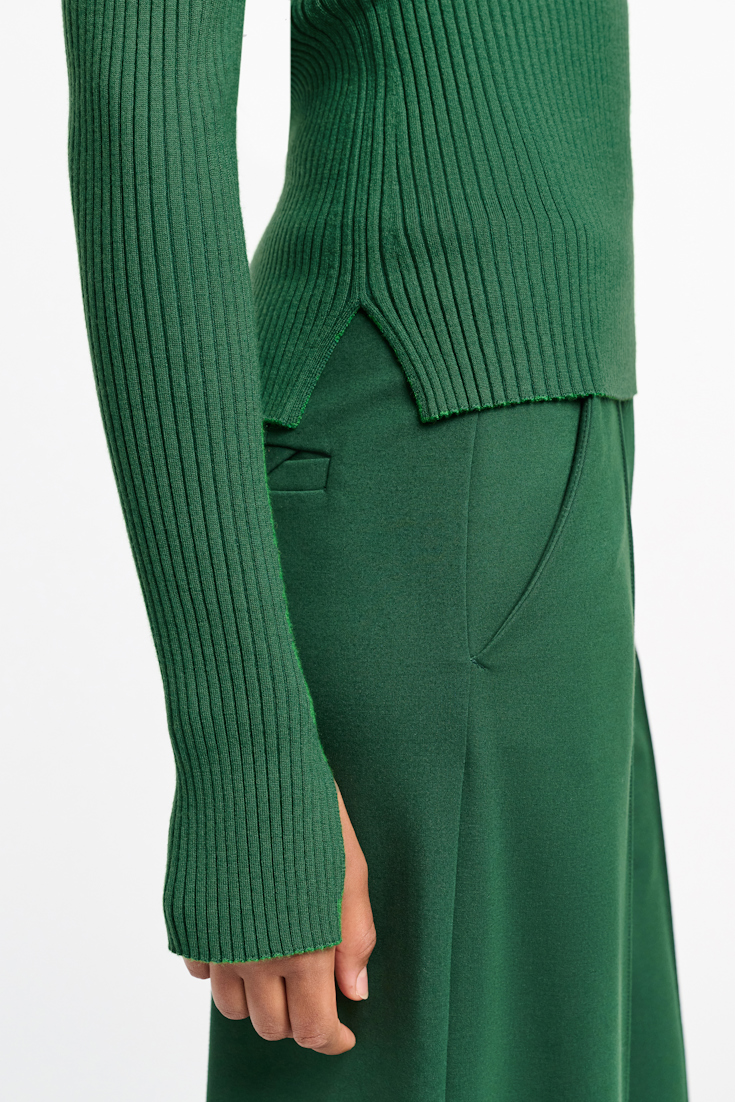 Dorothee Schumacher Wool-silk blend ribbed pullover gras green