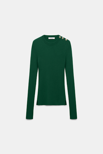 Dorothee Schumacher Wool-silk blend ribbed pullover gras green
