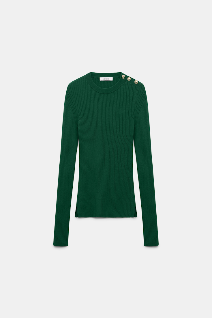 Dorothee Schumacher Wool-silk blend ribbed pullover gras green