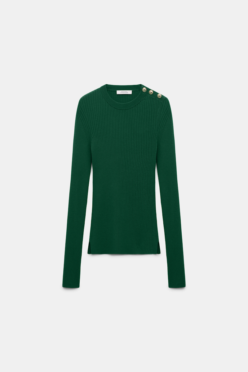 Dorothee Schumacher Wool-silk Blend Ribbed Pullover In Green