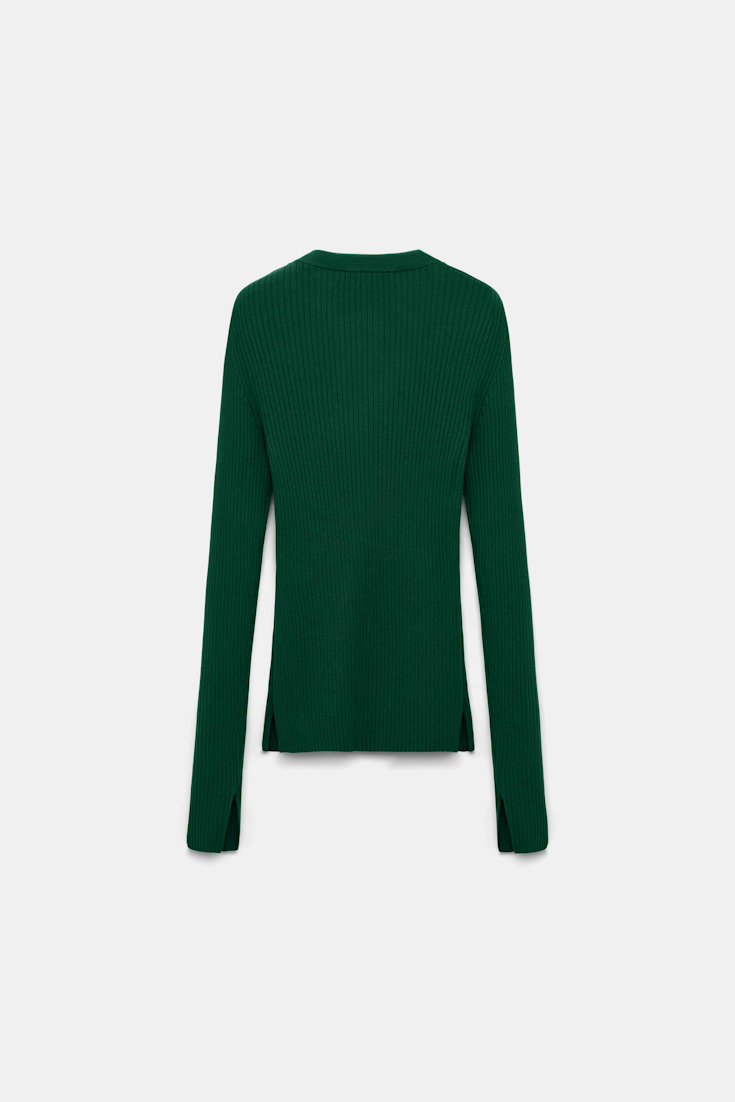Dorothee Schumacher Wool-silk blend ribbed pullover gras green