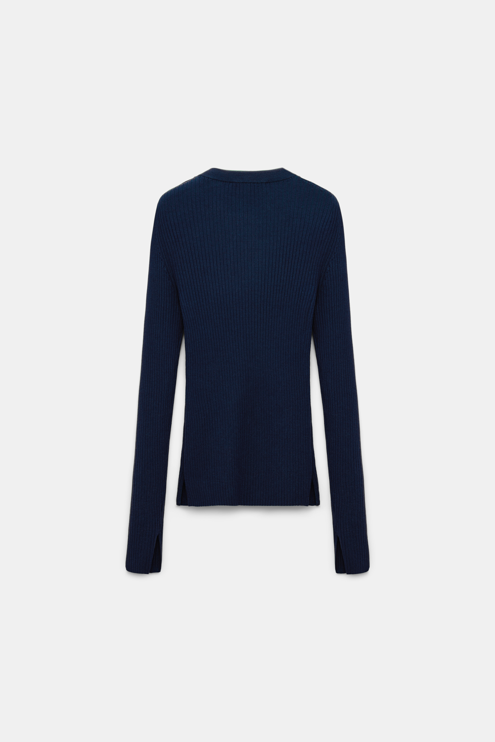 Dorothee Schumacher Pullover aus Wolle-Seide Mix mit goldenen Knöpfen midnight