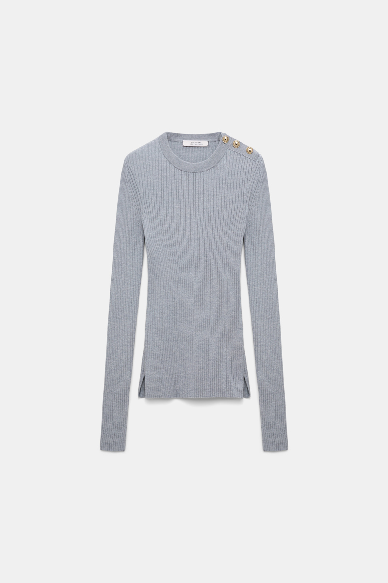 Dorothee Schumacher Wool-silk Blend Ribbed Pullover In Grey