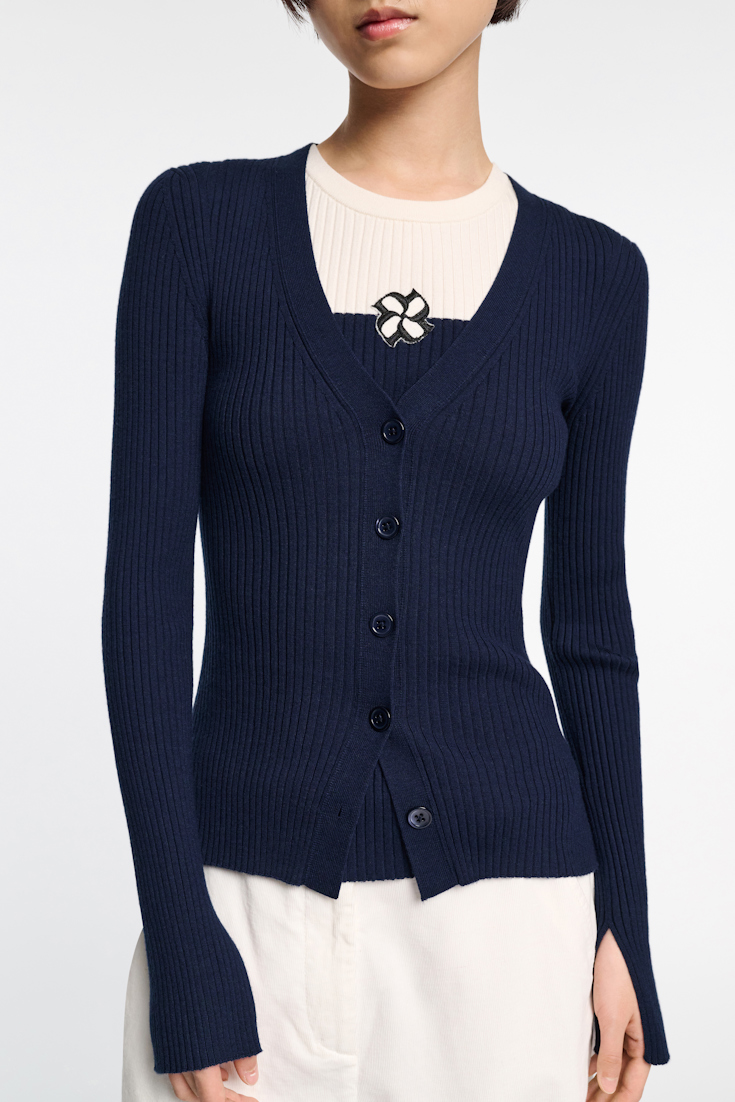 Dorothee Schumacher Top aus Wolle-Seide Mix midnight