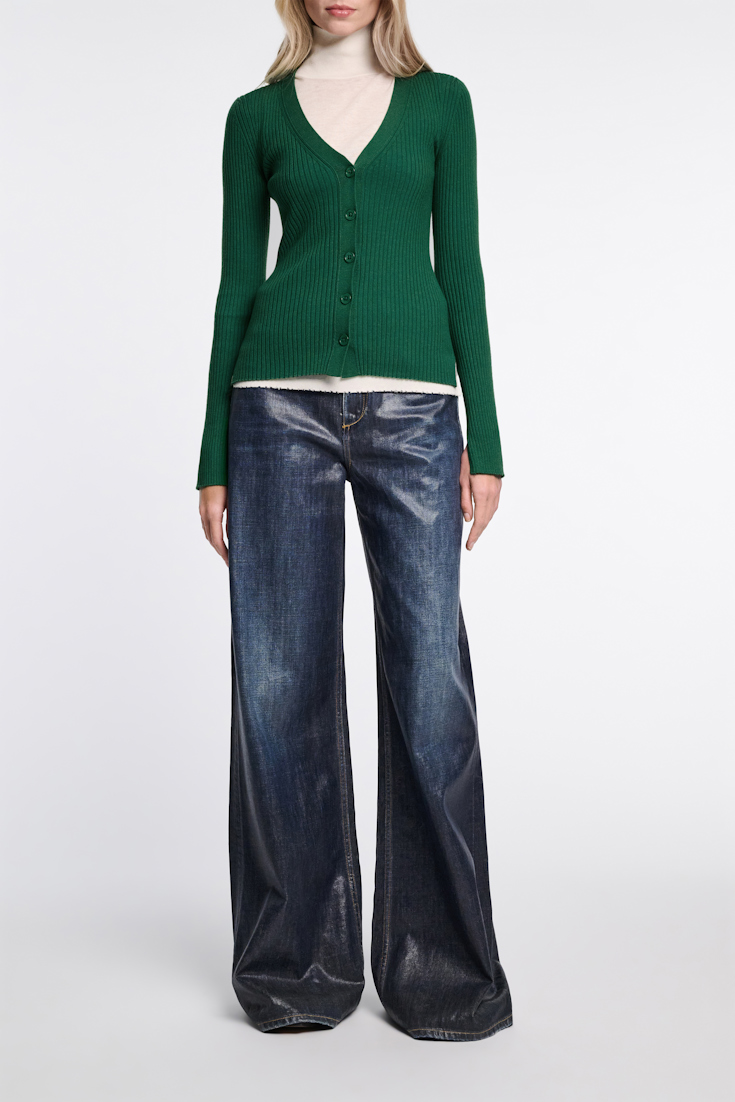 Dorothee Schumacher Cardigan aus Wolle-Seide Mix gras green