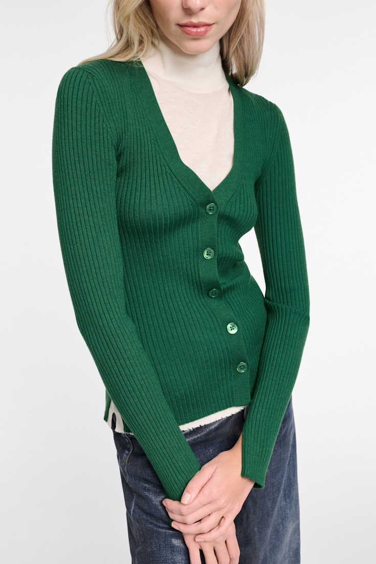 Dorothee Schumacher Cardigan aus Wolle-Seide Mix gras green
