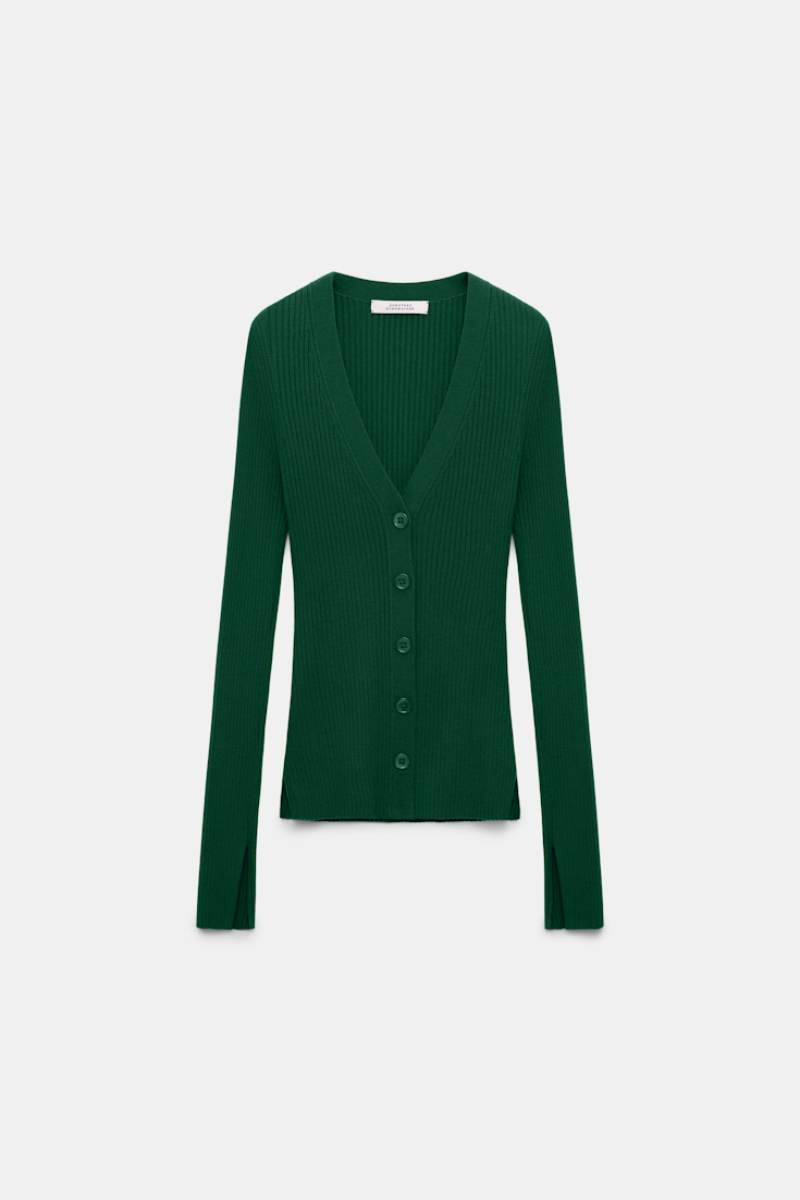 Dorothee Schumacher Cardigan aus Wolle-Seide Mix gras green