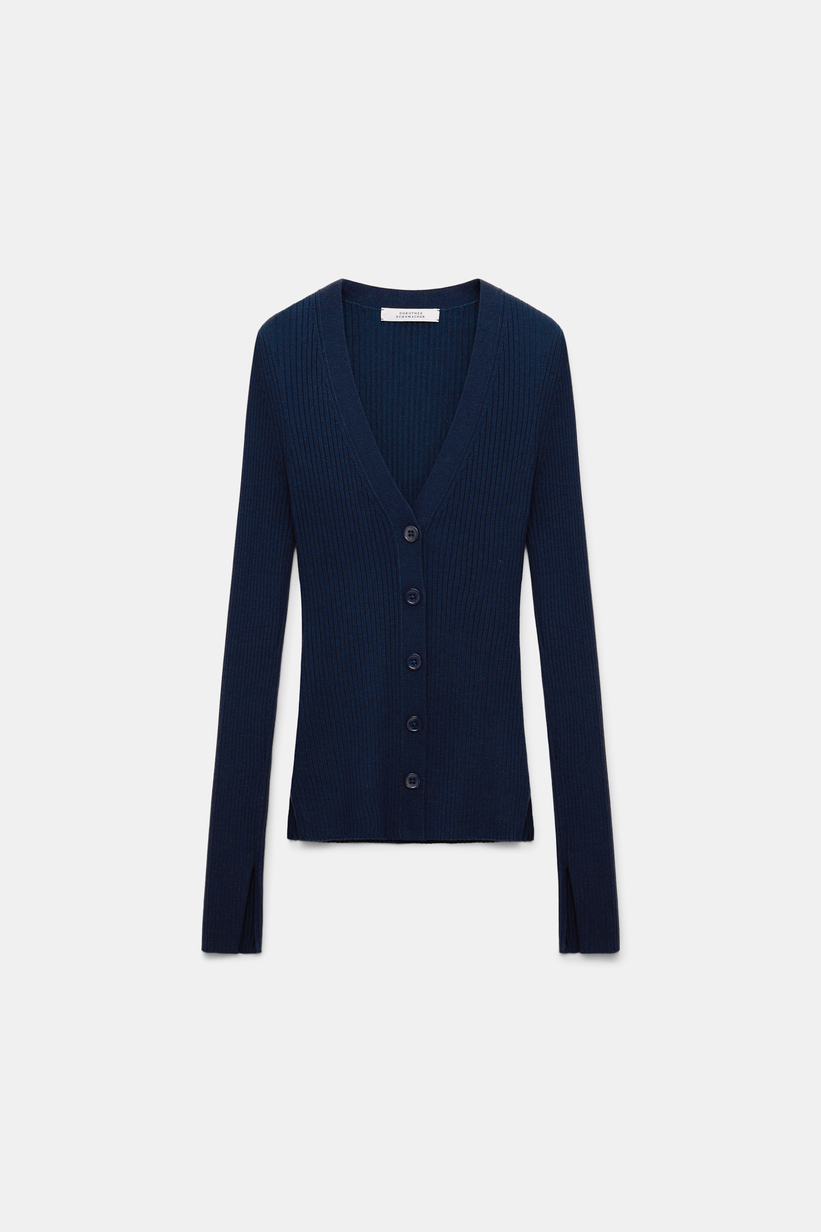 Dorothee Schumacher Wool-silk blend ribbed cardigan midnight