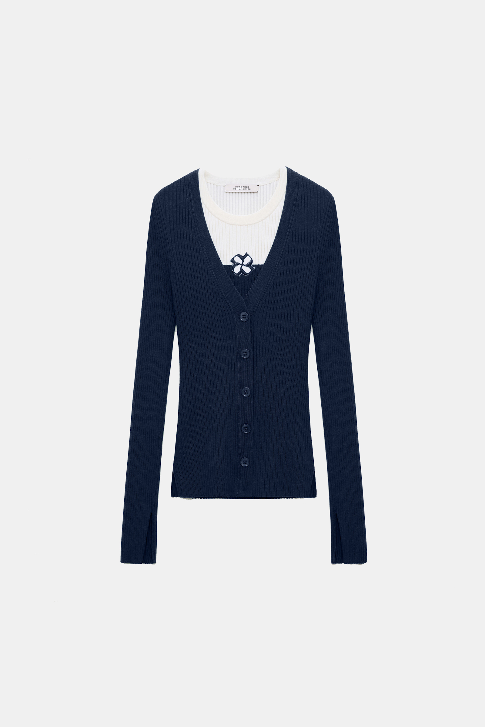 Dorothee Schumacher Wool-silk blend ribbed cardigan midnight