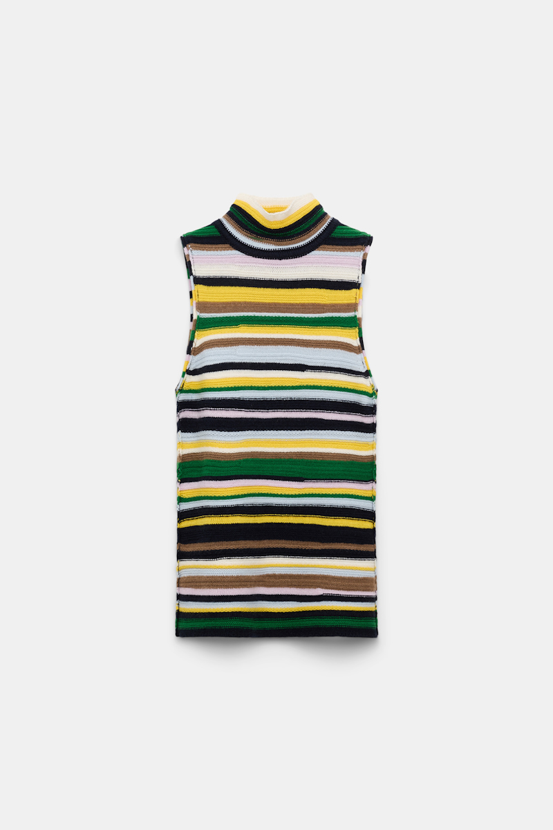 Dorothee Schumacher Striped Cashmere Turtleneck Shell In Multi Colour
