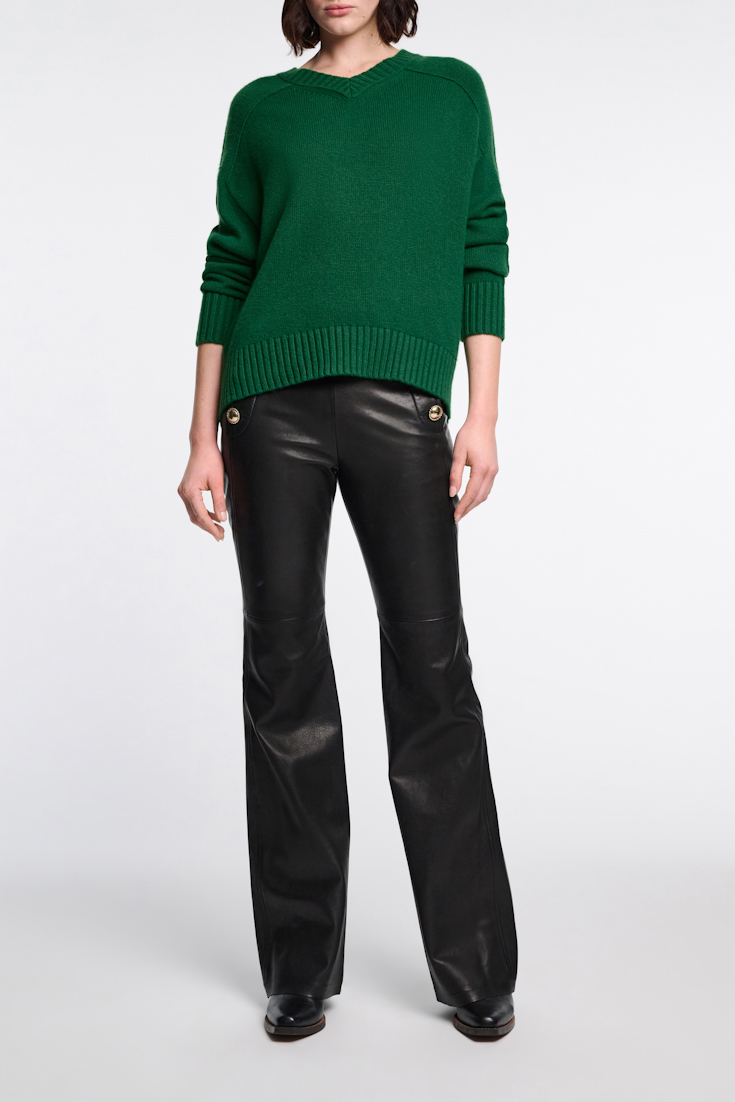 Dorothee Schumacher Merino-cashmere V-neck pullover dark green