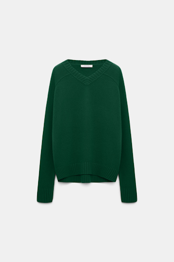 Dorothee Schumacher Merino-cashmere V-neck pullover dark green