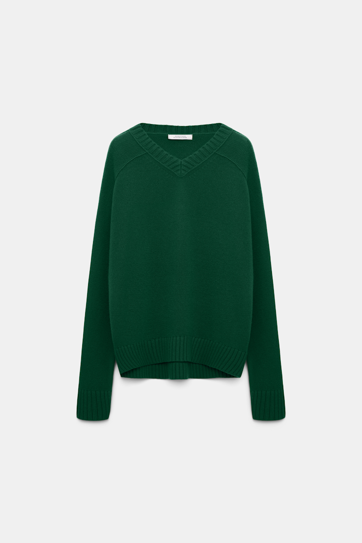 Dorothee Schumacher Merino-cashmere V-neck pullover dark green