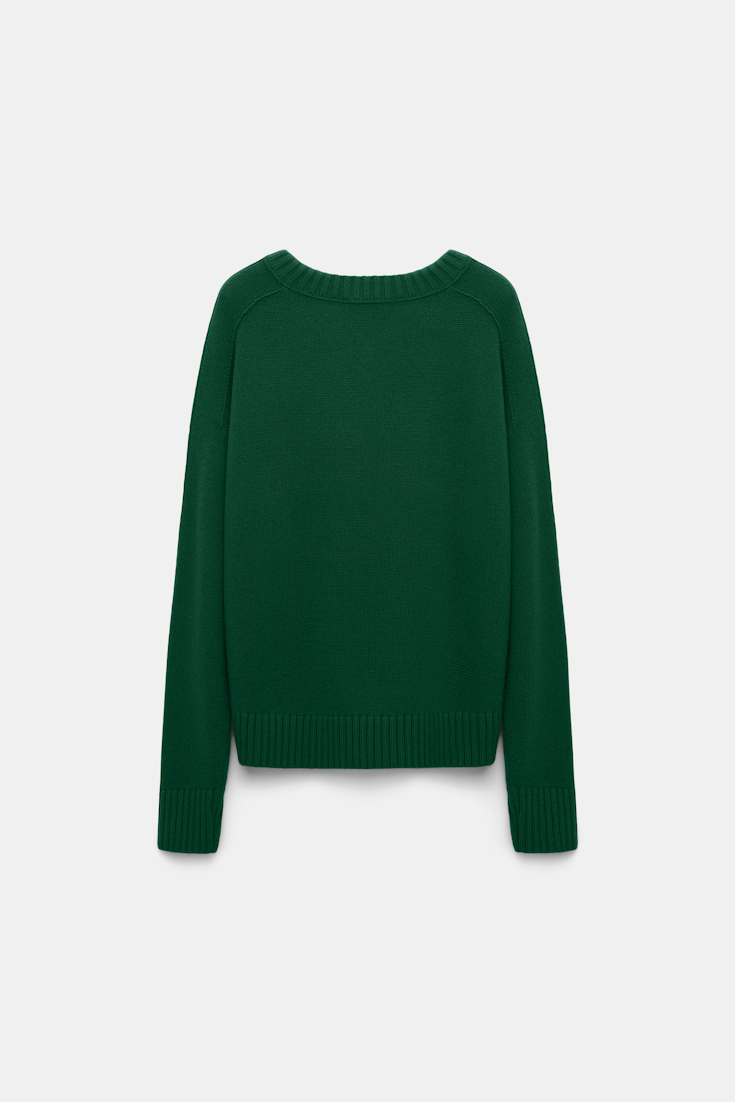 Dorothee Schumacher Merino-cashmere V-neck pullover dark green