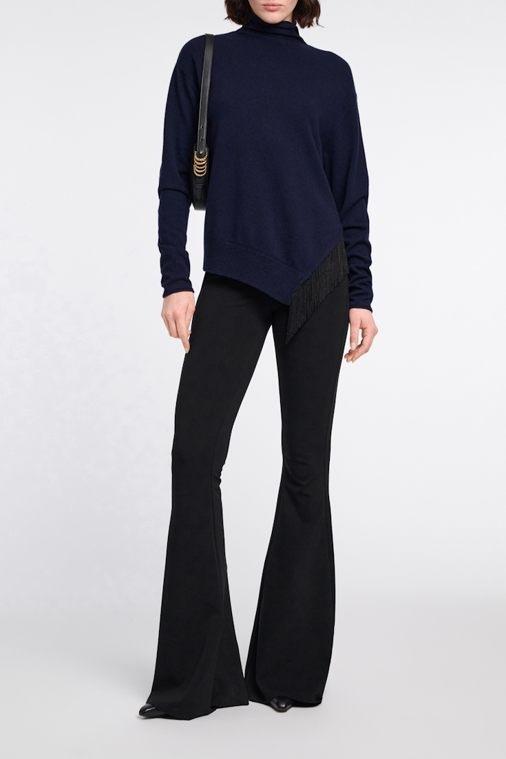 Dorothee Schumacher Merino-cashmere turtleneck with fringe true navy