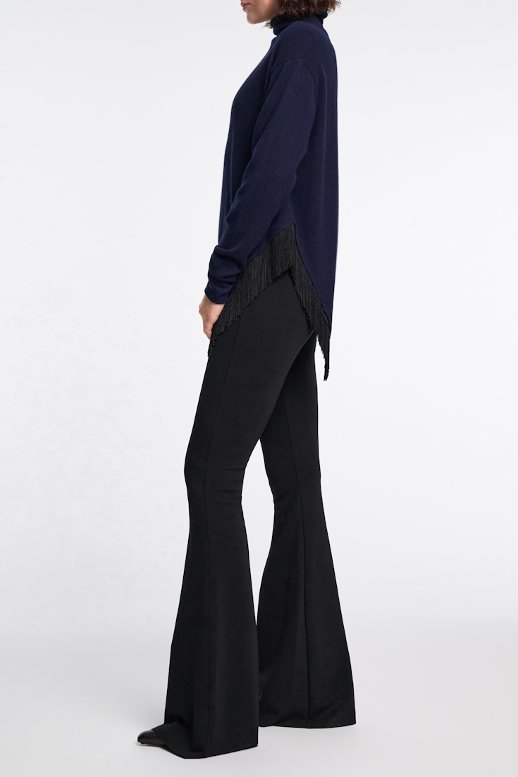 Dorothee Schumacher Merino-cashmere turtleneck with fringe true navy