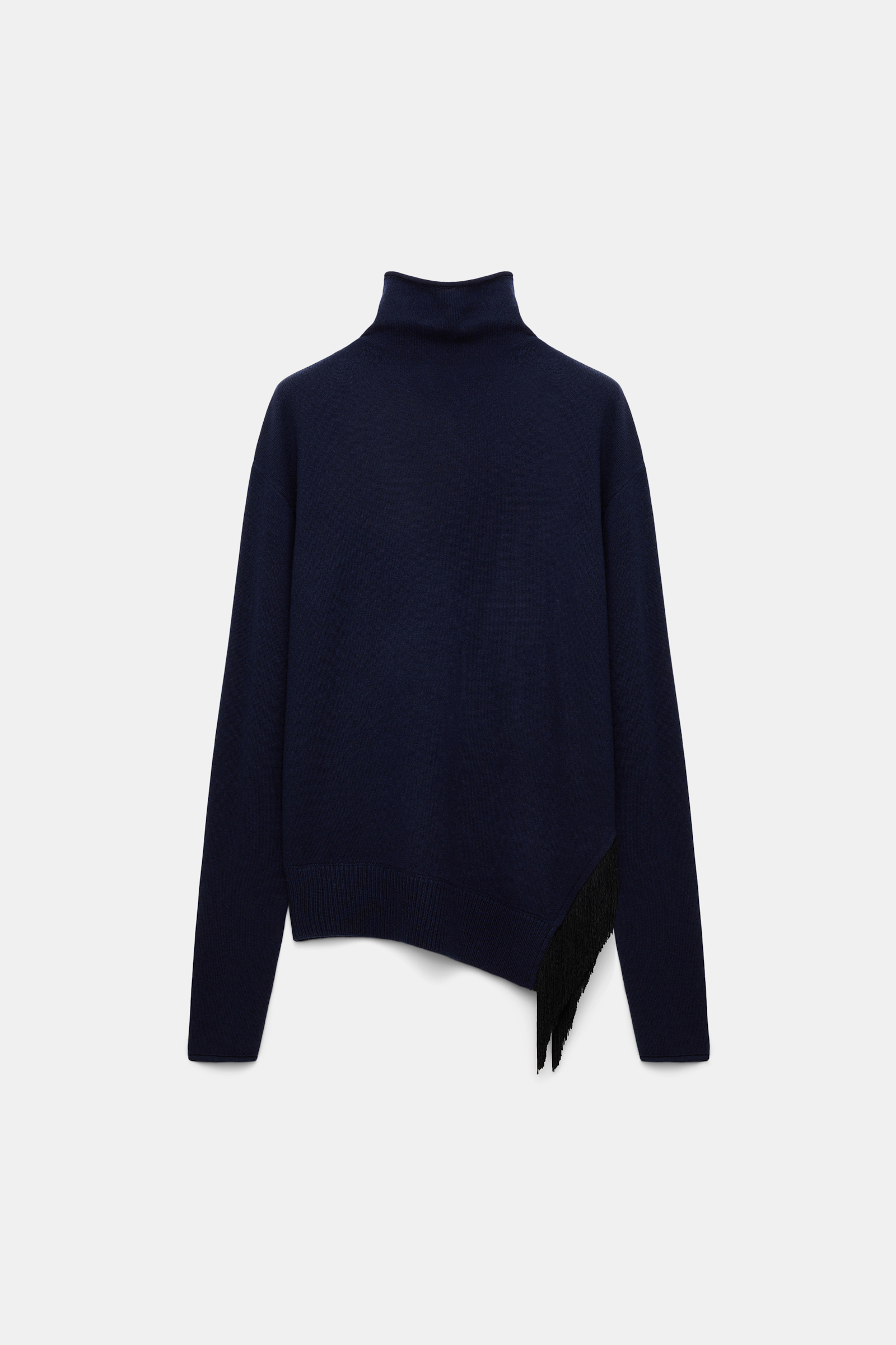 Dorothee Schumacher Merino-cashmere turtleneck with fringe true navy
