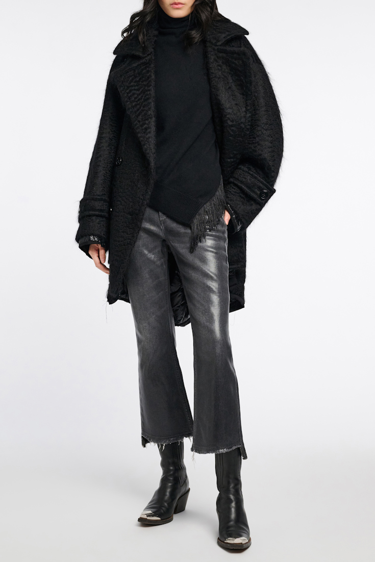 Dorothee Schumacher Merino-cashmere turtleneck with fringe pure black
