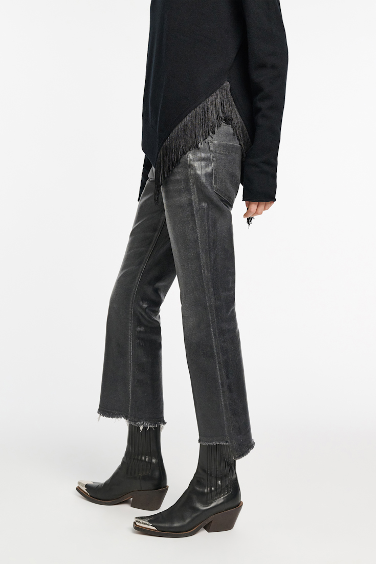 Dorothee Schumacher Merino-cashmere turtleneck with fringe pure black