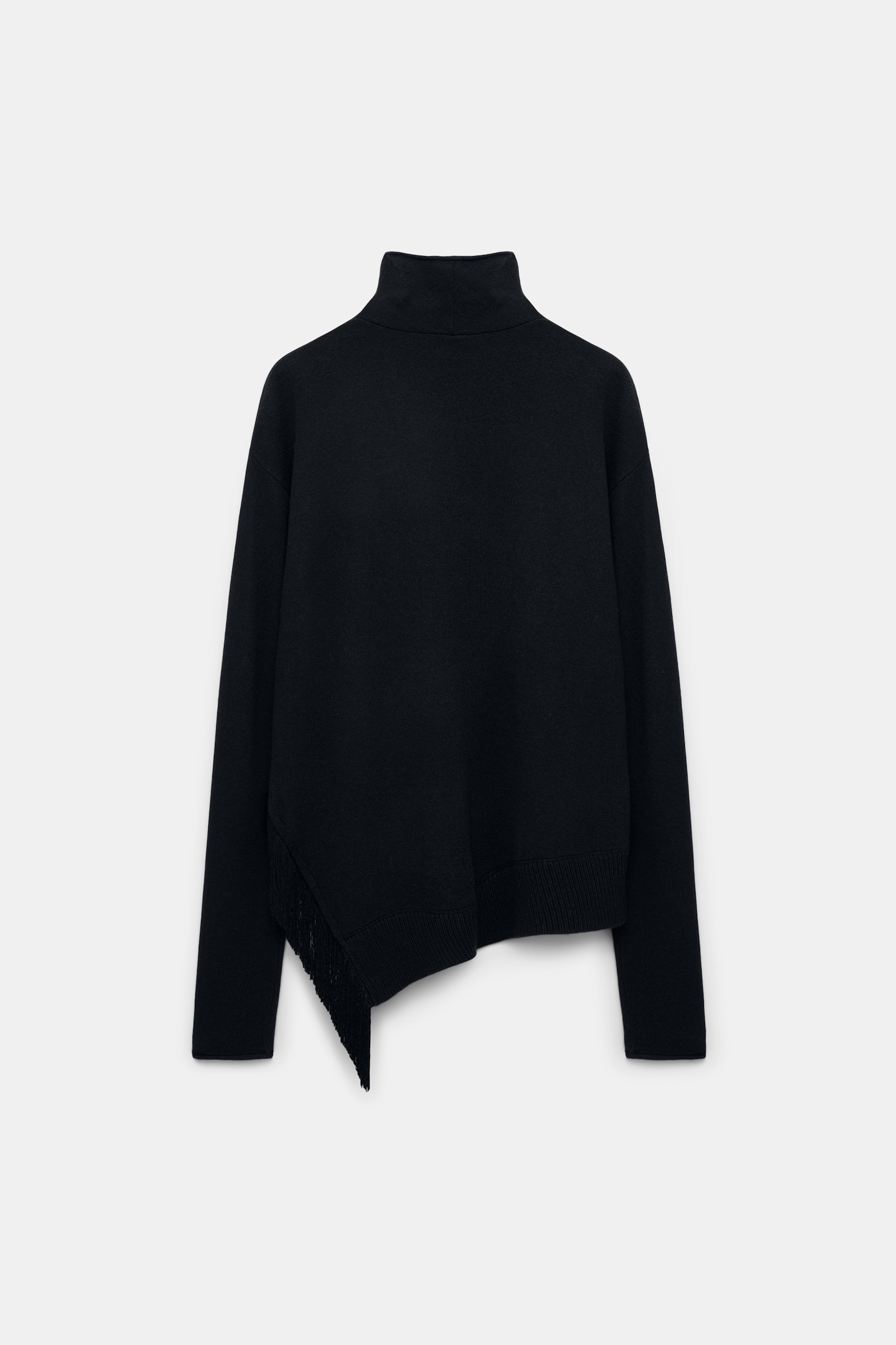 Dorothee Schumacher Merino-cashmere turtleneck with fringe pure black