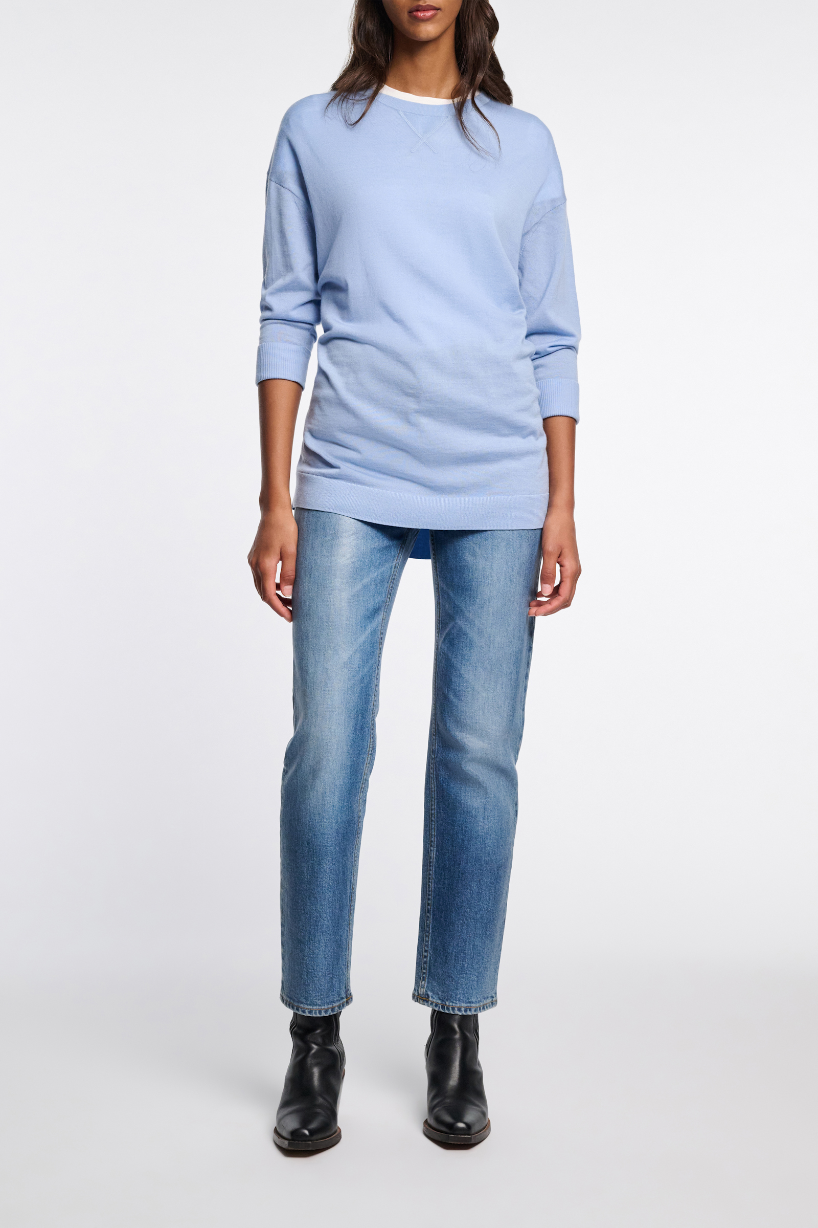 Dorothee Schumacher Pullover aus Merino mit extra langer Silhouette sky blue