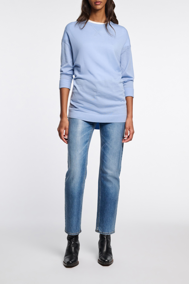 Dorothee Schumacher Pullover aus Merino mit extra langer Silhouette sky blue