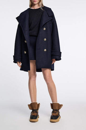 Dorothee Schumacher Pullover aus Merino mit extra langer Silhouette dark navy