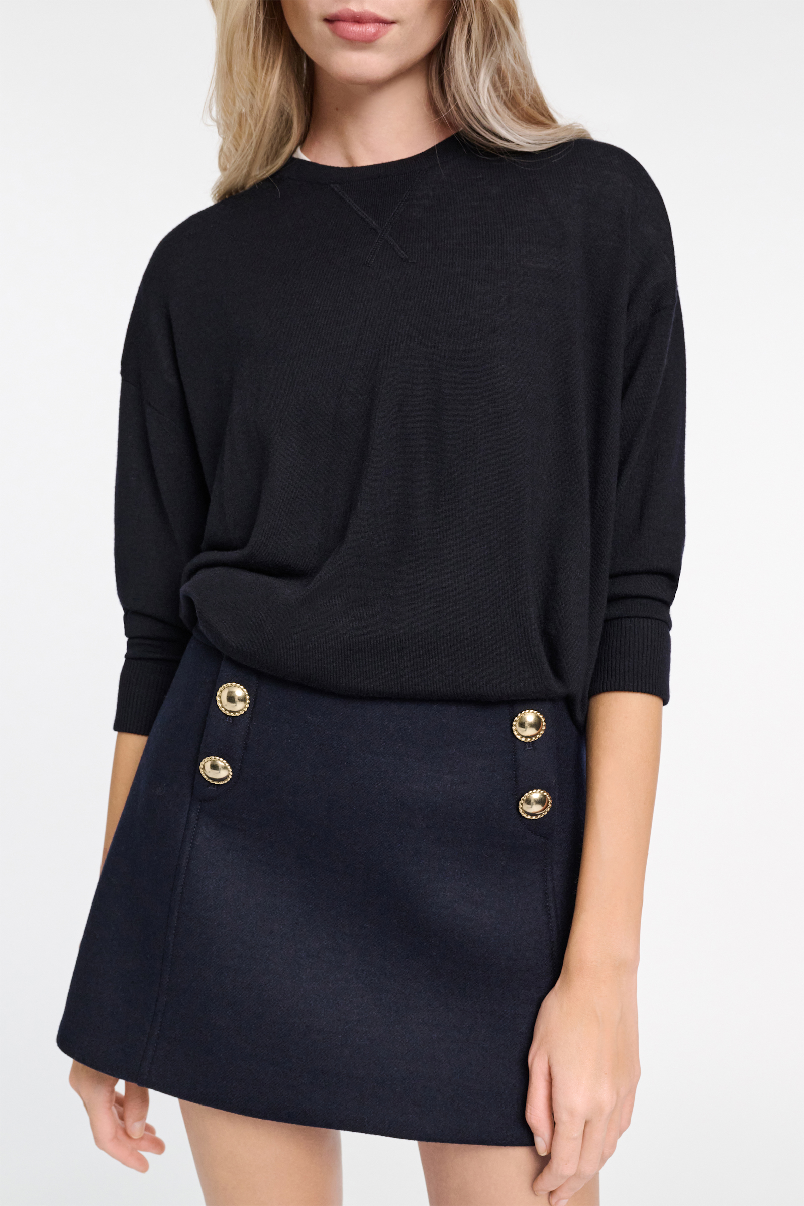 Dorothee Schumacher Pullover aus Merino mit extra langer Silhouette dark navy