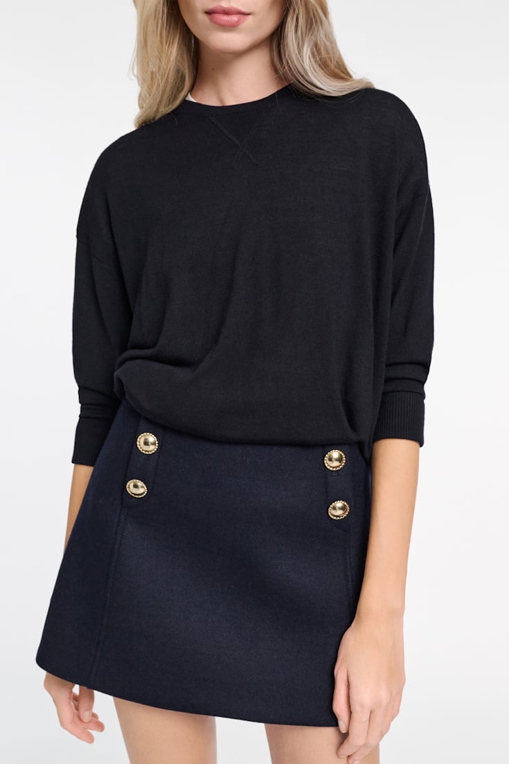 Dorothee Schumacher Pullover aus Merino mit extra langer Silhouette dark navy