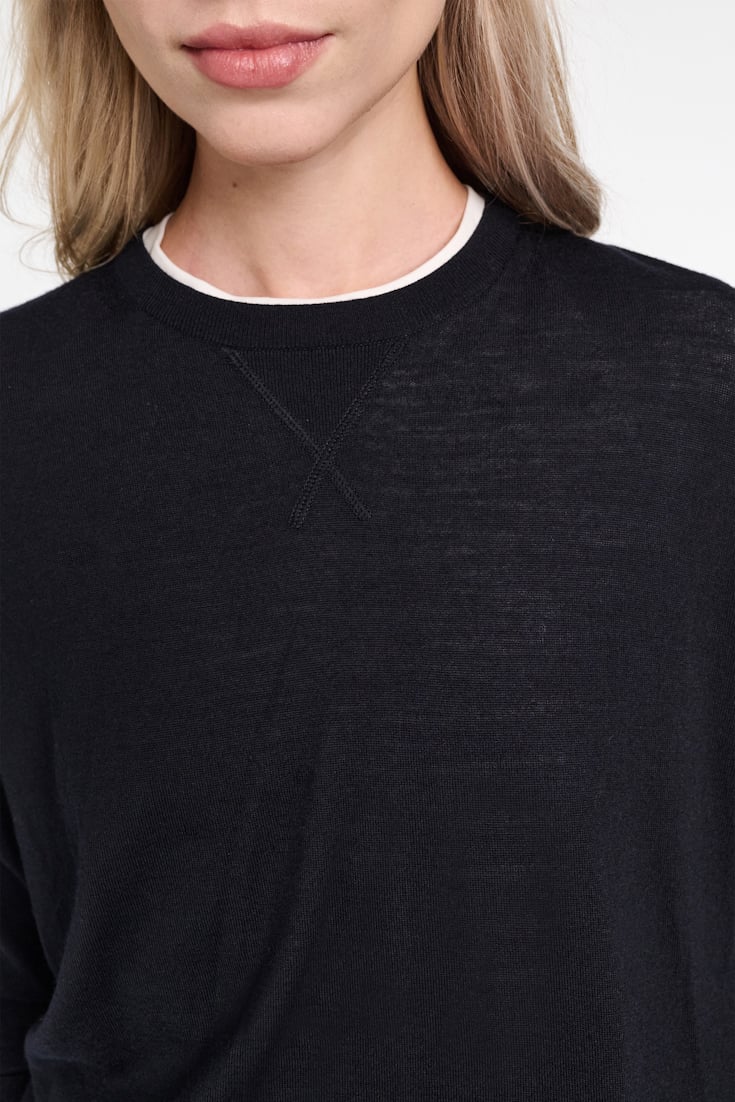 Dorothee Schumacher Pullover aus Merino mit extra langer Silhouette dark navy