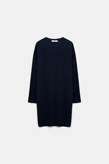 Dorothee Schumacher Pullover aus Merino mit extra langer Silhouette dark navy