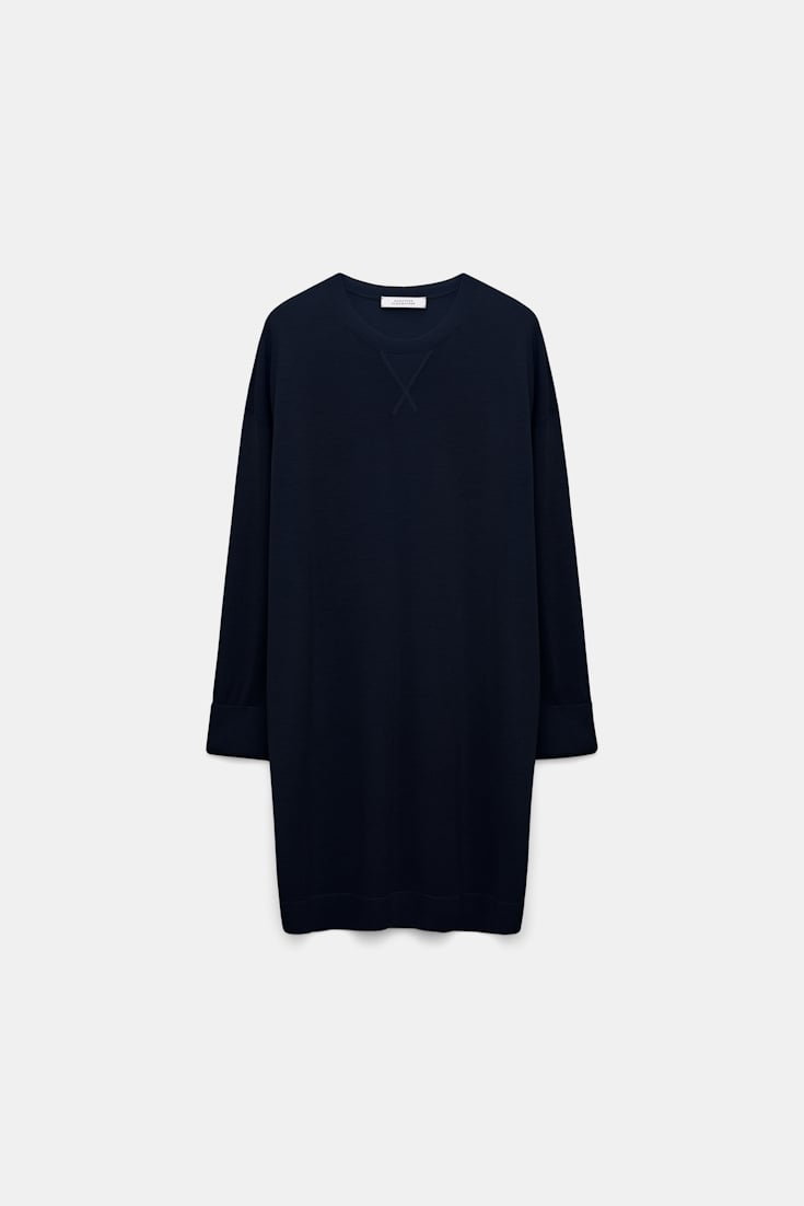 Dorothee Schumacher Pullover aus Merino mit extra langer Silhouette dark navy