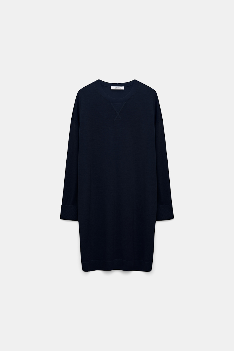 Dorothee Schumacher Virgin Merino Wool Extra Long Pullover In Blue