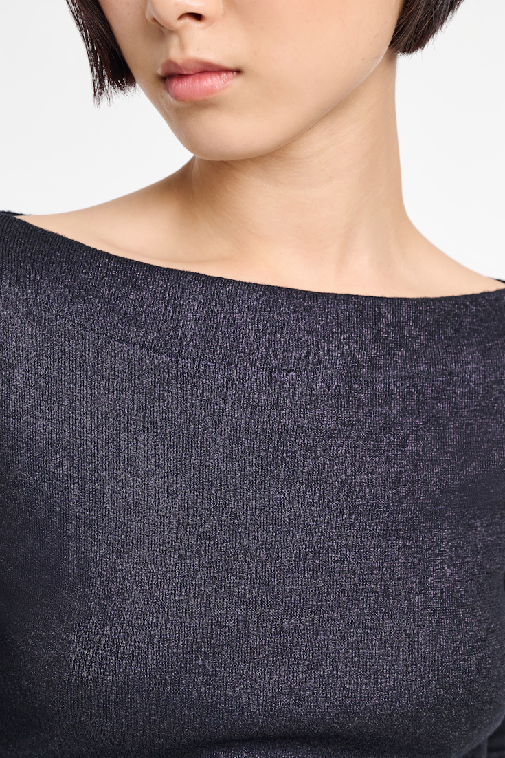 Dorothee Schumacher Shimmering fine rib Merino pullover dark navy