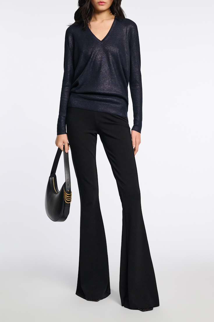 Dorothee Schumacher Shimmering fine rib Merino pullover dark navy
