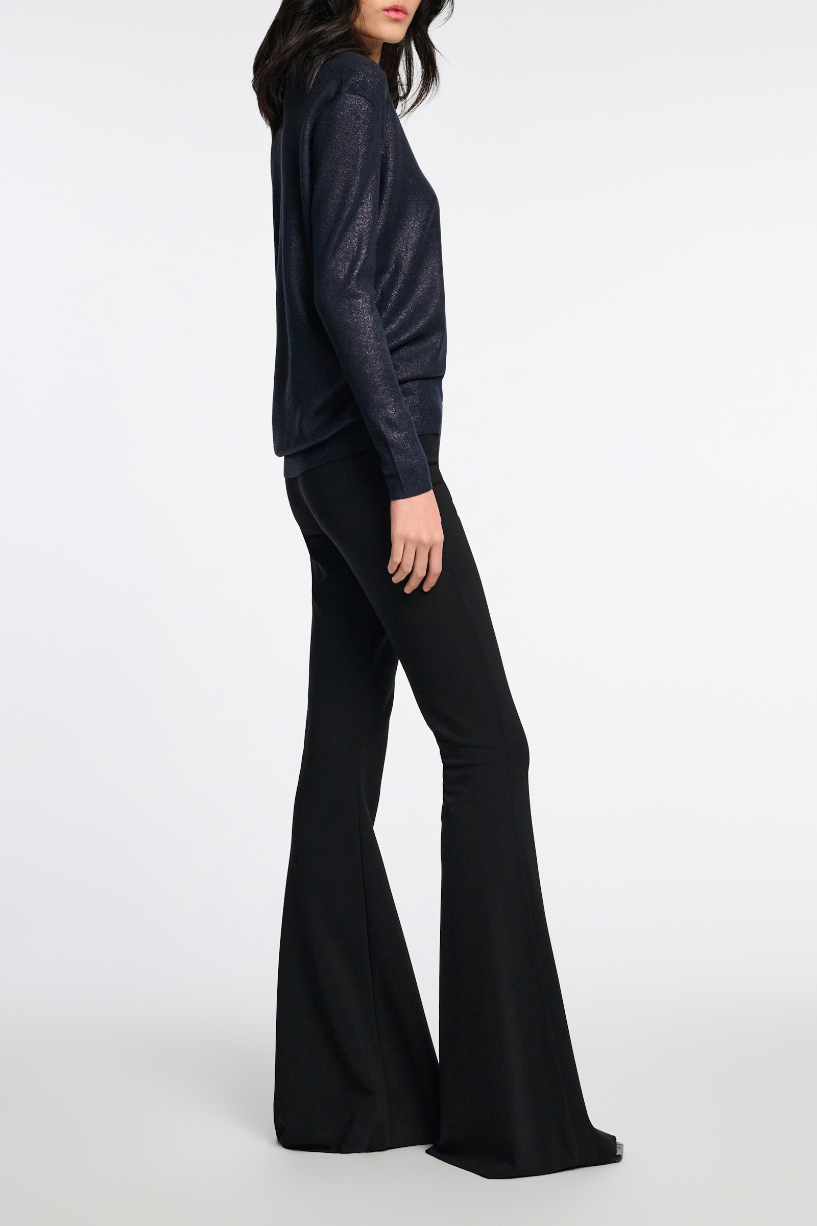 Dorothee Schumacher Shimmering fine rib Merino pullover dark navy
