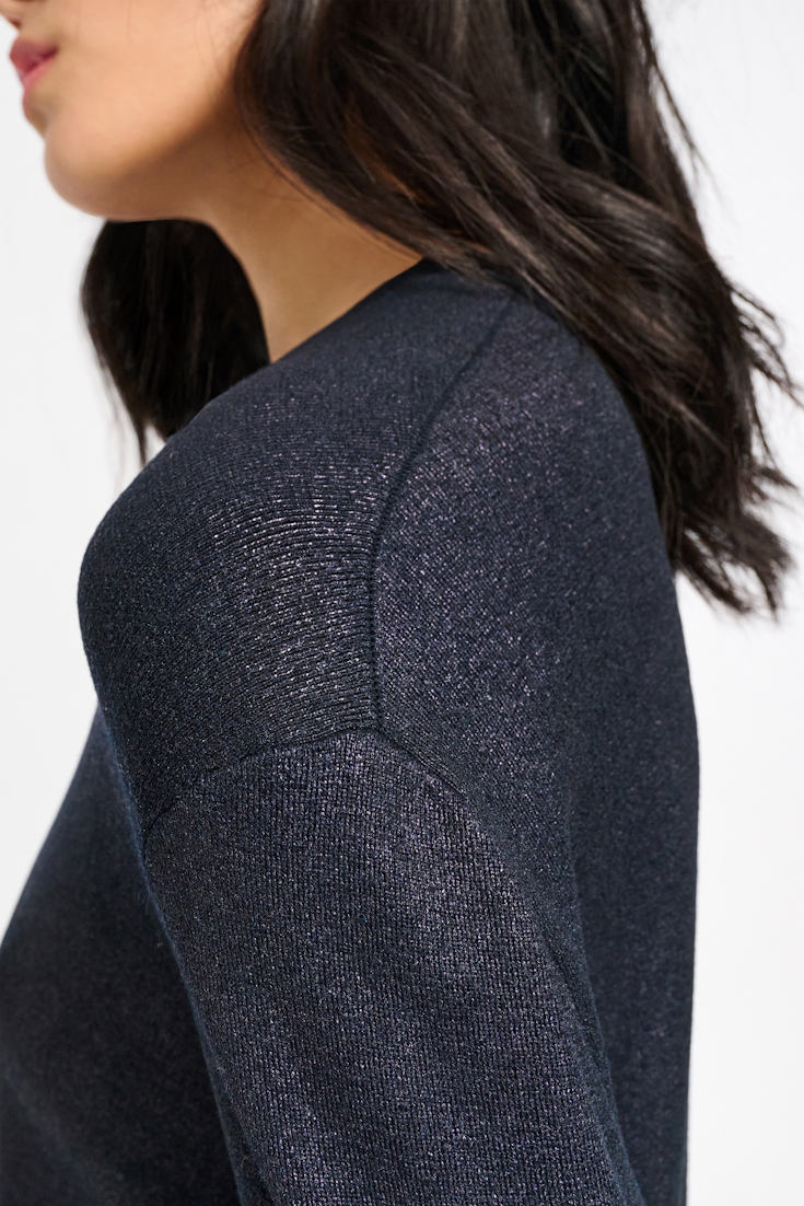 Dorothee Schumacher Shimmering fine rib Merino pullover dark navy