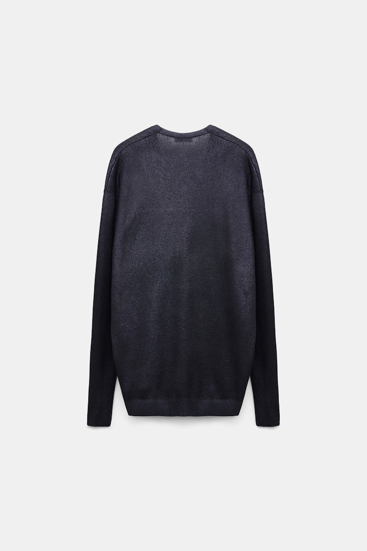 Dorothee Schumacher Shimmering fine rib Merino pullover dark navy
